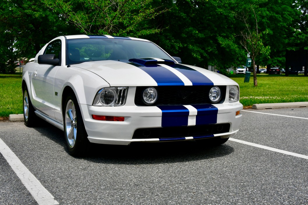Ford Mustang GT With Bold Blue Stripes