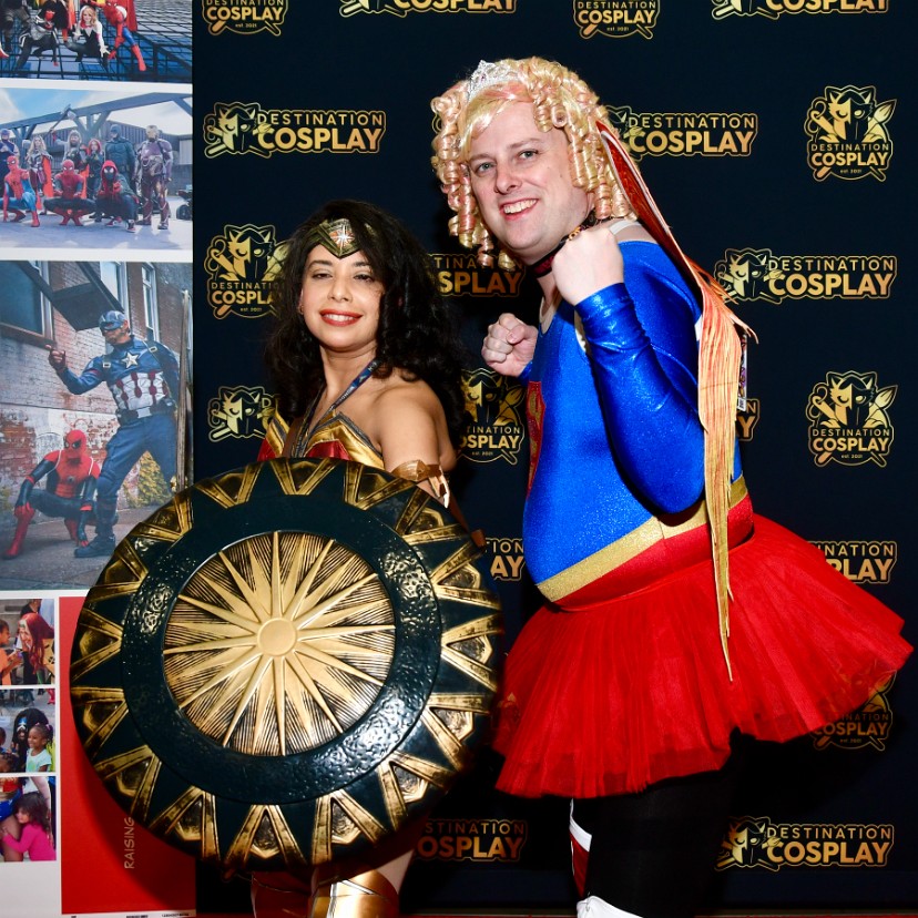 Wonder Woman and a Curly-Haired Super Girl