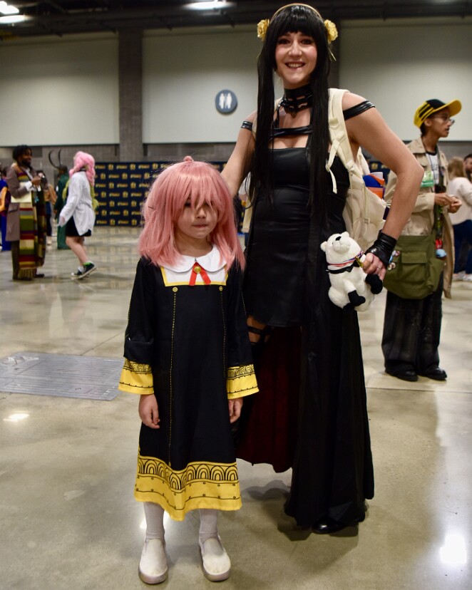 Anya and Yor and a Miniature Bond the Dog