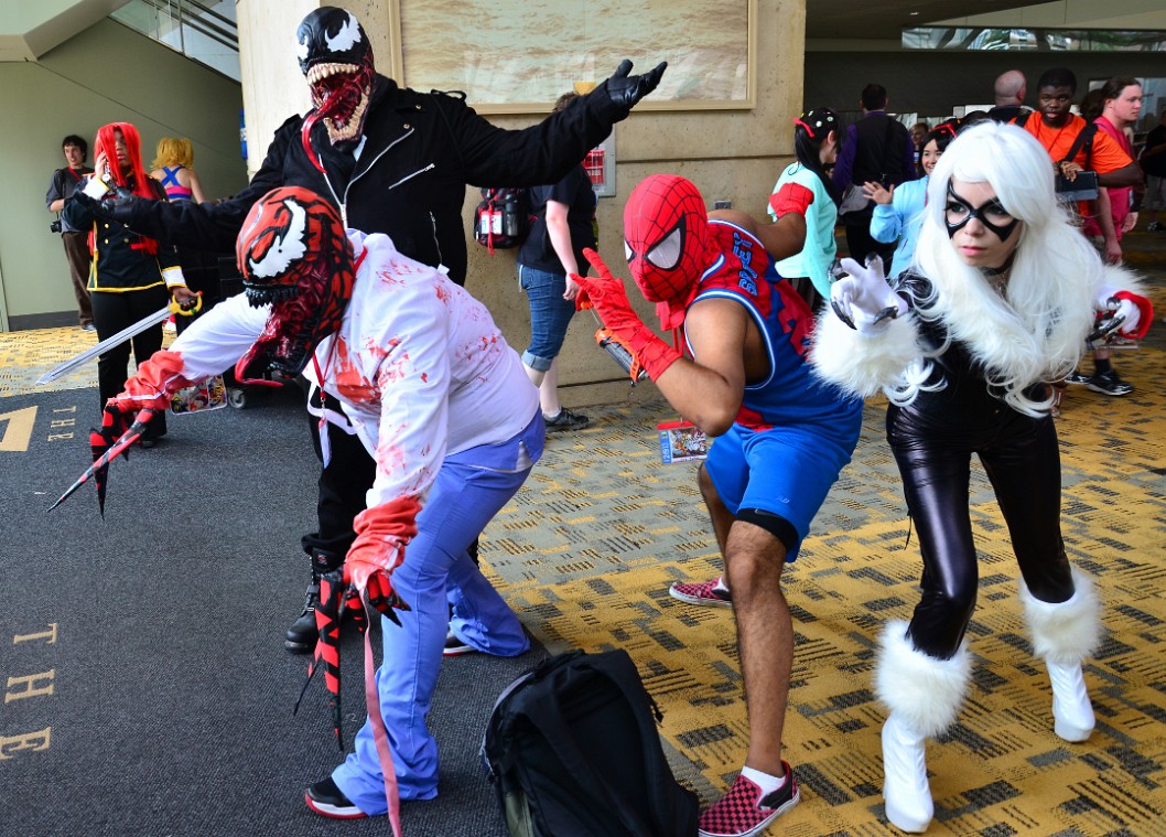 Black Cat, Basketball Spiderman, Doctor Carnage, and Biker Venom Black Cat, Basketball Spiderman, Doctor Carnage, and Biker Venom