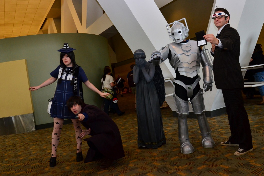 A TARDIS, Two Doctors, a Weeping Angel, and a Cyberman Showing Their Stuff A TARDIS, Two Doctors, a Weeping Angel, and a Cyberman Showing Their Stuff