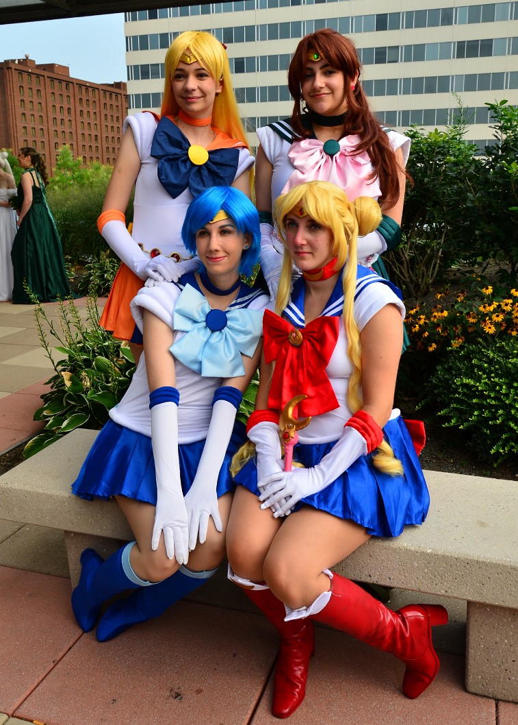 Sailor Venus, Sailor Jupiter, Sailor Mercury, and Sialor Moon Posing Together Sailor Venus, Sailor Jupiter, Sailor Mercury, and Sialor Moon Posing Together