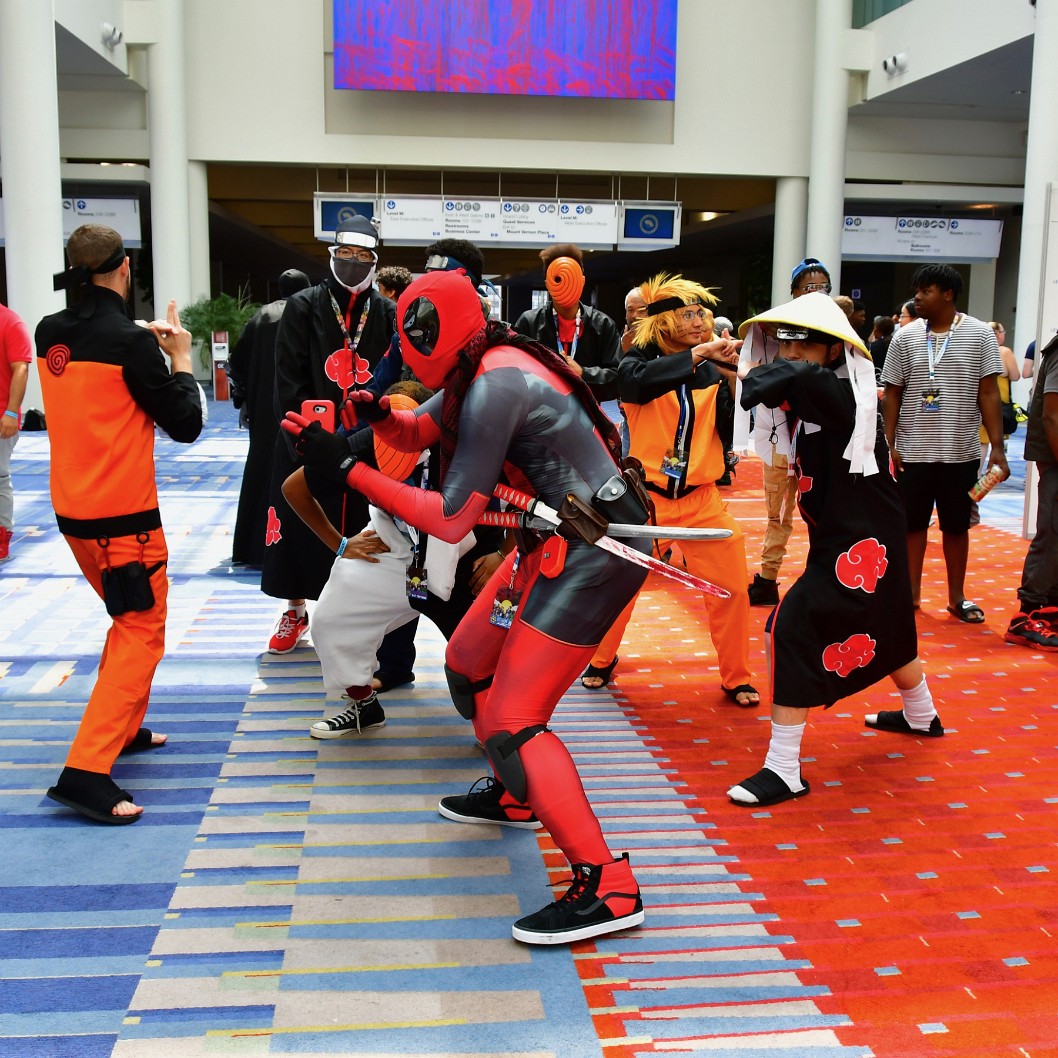 Deadpool Among the Naruto Cosplayers