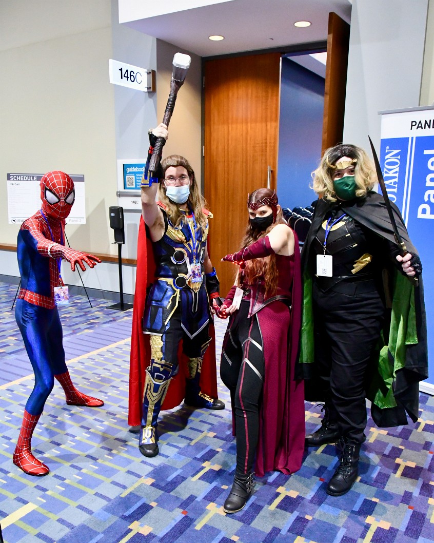 Spider-Man, Thor Odinson, Scarlet Witch, and Loki Sylvie Laufeydottir 1