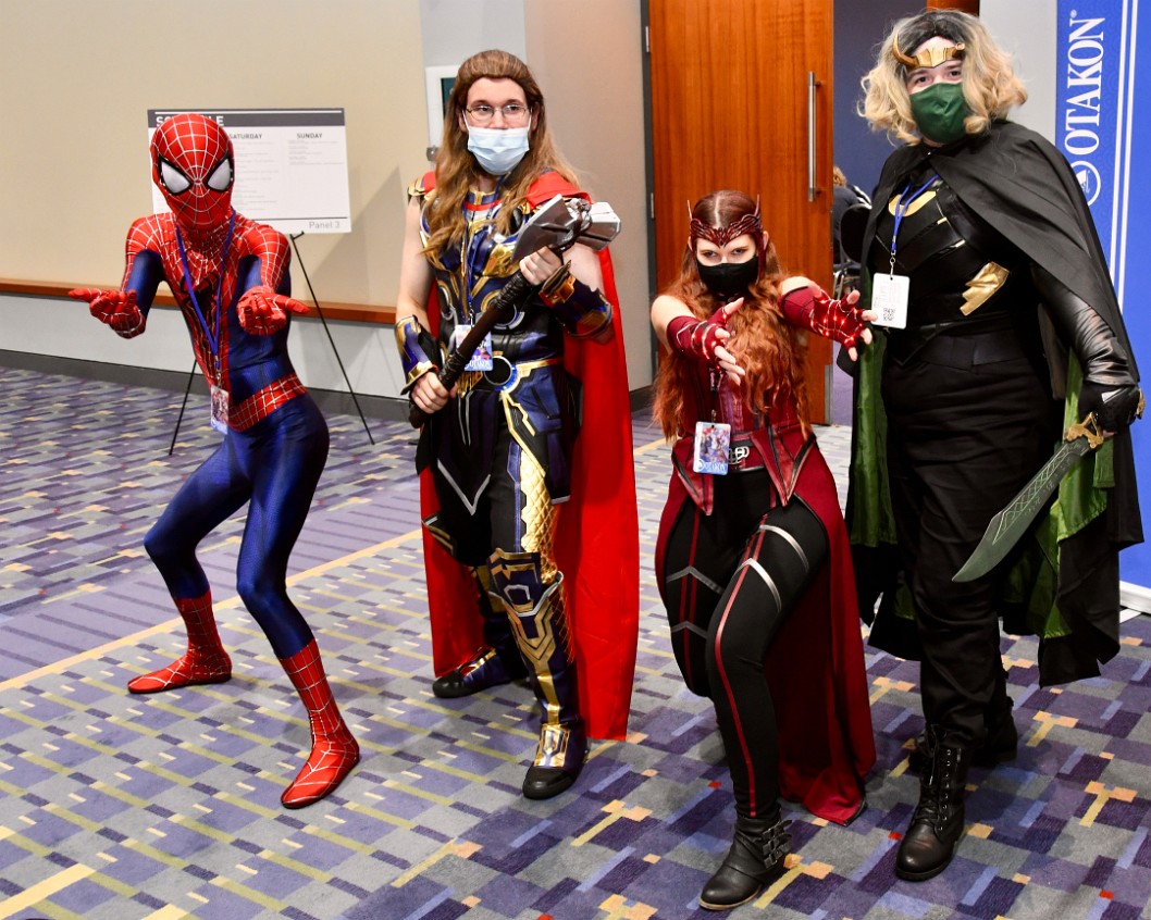 Spider-Man, Thor Odinson, Scarlet Witch, and Loki Sylvie Laufeydottir 2